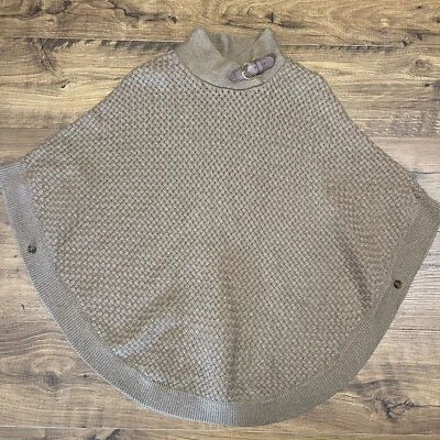 Banana Republic Women XS Poncho Shawl Chunky Taupe Buckle Old Money Office Work - Image 1 of 4