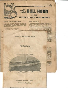  USS Ranger - Periódico del barco - The Bull Horn Lote de 4 noticias y programa de 1940 - Imagen 1 de 2