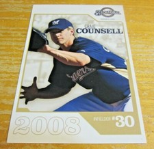 Craig Counsell 2008 Milwaukee Brewers Team Issue 4.75X7 Photo Card MLB Baseball