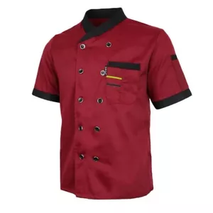 Chef Jacket Uniform Short Sleeve Hotel Kitchen Chefs Cooker Coat Jumper - Picture 1 of 8