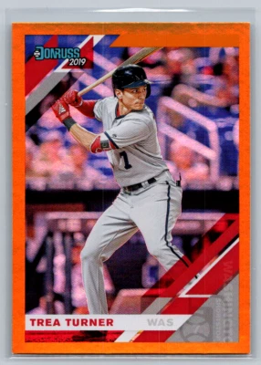 2019 Donruss Holo Orange Trea Turner #141 Washington Nationals Baseball Card - Image 1 of 2