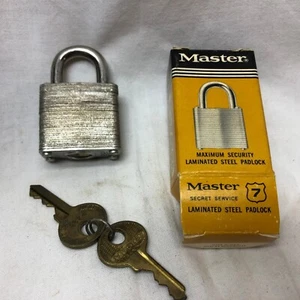 Vintage Master Lock #7 Padlock in Original Box with Keys P493 - Picture 1 of 6