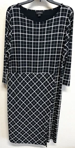 J. Jill Wearever Collection 3/4 Ärmel Faux Wickelkleid Gr. L schwarz Fenster Pan - Bild 1 von 10