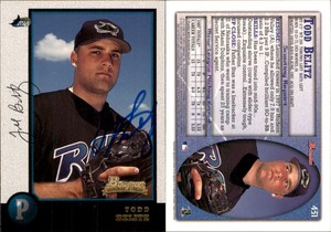 Todd Belitz Signed 1998 Bowman #431 Card Tampa Bay Devil Rays Auto AU