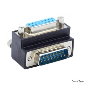 DB15 Adapter Dsub 15 Pin Plug To Socket 90° Angle Screw Cable Black - Picture 1 of 1