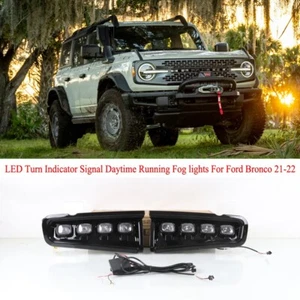 LED DRL Turn Indicator Signal Daytime Running Fog lights For Ford Bronco 2021-22 - Foto 1 di 11