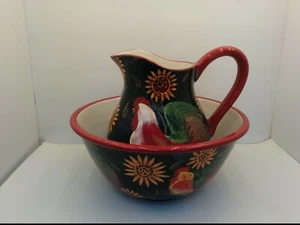 SUSAN WINGET CERTIFIED INTERNATIONAL LARGE WATER BASIN & PITCHER SET, SUNRISE - Picture 1 of 11