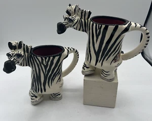 Vintage SWAK RARE Zebra Mugs Signed Lynda Corneille 2003 Set of 2 - Picture 1 of 12