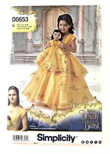 Simplicity D0653 Disney Beauty & the Beast Costume Child Sz 3 to 8 and 18" Doll - Picture 1 of 2