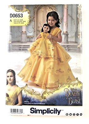 Disfraz Simplicity D0653 Disney La Bella y la Bestia Niño Talla 3 a 8 y 18" Muñeca Foto 1 de 2