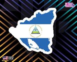 NICARAGUA MAP FLAG COUNTRY DECAL STICKER RAINBOW FLAG LAMINATED FREE GIFT - Picture 1 of 1