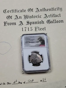 1715 FLEET Cob 4 Reales NGC VF Vintage COA Incredible Grade 1 Silver Coin *J735 - Picture 1 of 7