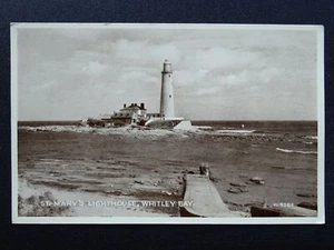 Tyne & Wear Whitley Bay ST. MARY'S LIGHTHOUSE c1950 RP Postcard by Valentine - Picture 1 of 2