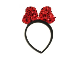 Girls Red Big Sequin Bow Knot Headband Party Hair Accessory - Picture 1 of 1
