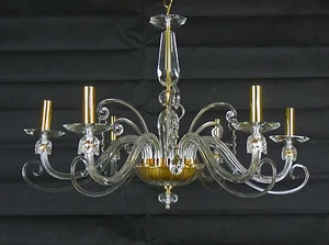 Lampadario in cristallo e con pendenti e goccie in cristallo di qualità ART.C5  - Foto 1 di 7