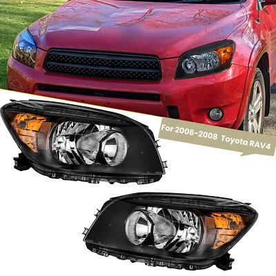 Conjunto de faros para Toyota RAV4 2006-2008 par carcasa negra ámbar EE. UU. Foto 1 de 4