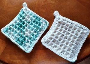Handmade crocheted pot holders 4 variations set of two; house warming party gift - Picture 1 of 12