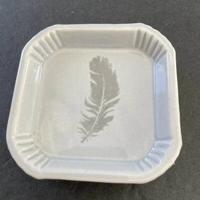 Small feather Square Trinket Tray Jewelry Tray Ashtray Decorative 3.5 Inch Sq - Image 1 of 4