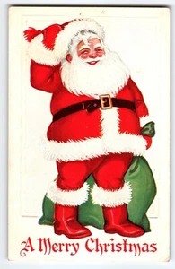 Santa Claus Christmas Postcard 1910's Vintage Embossed Merry Holiday Greetings - Picture 1 of 2