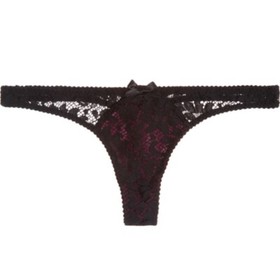 AGENT PROVOCATEUR SEXY NICOLE BLACK/BURGUNDY THONG SIZE 2 SMALL UK 8 BNWT