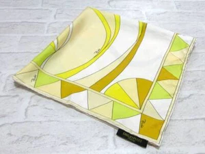 EMILIO PUCCI Silk Scarf Yellow Geometric Print 56.5cm Italy Made Vintage - Picture 1 of 10