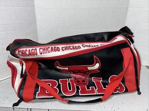 Borsa da palestra vintage Chicago Bulls NBA basket grande ecopelle borsone Jordan - Foto 1 di 6