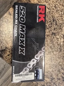 RK MAX-X RX-Ring Sealed 120 Link Chain 520 Pitch - Stronger Than OEM - Chrome - Picture 1 of 4