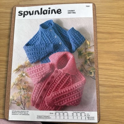 Spunlaine Knitting  Pattern 7061 Children’s Jackets  22”-28” Inclusive Chunky  - Image 1 of 2
