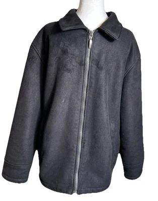 Chaqueta Abrigo Claiborne Outerwear Imitación Gamuza Sherpa Forrada de Vellón Hombres L Negro Gorp Foto 1 de 4