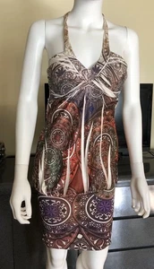 Joyce Leslie abito donna vintage senza maniche cravatta schiena paisley floreale - taglia S - Foto 1 di 8