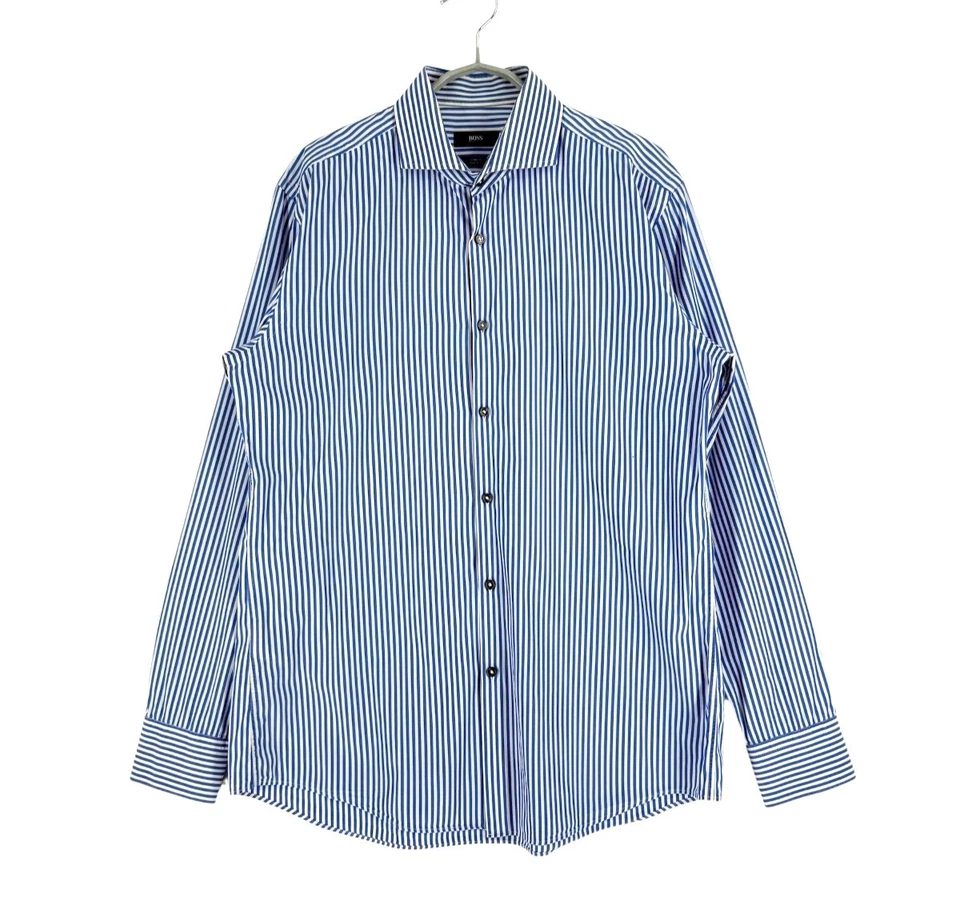 Hugo Boss Uomo Jaser Slim Fit Stretch Camicia Formale Taglia L - 41 - 16 - Immagine 1 di 4