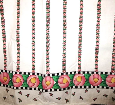 Vintage Daisy Kingdom Mary Engelbreit Pink Roses Border Fabric 1 .3+ Yds 1990 - Image 1 of 4