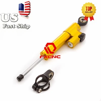 CNC Steering Stabilizer Damper Linear Safety For Suzuki GSXR600 GSXR750/100 Gold - Image 1 of 4