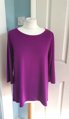 Kim & Co 3/4 Sleeve Wide Neck Top new size medium QVC imperial purple - Image 1 of 4