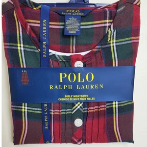 Camisón Polo Ralph Lauren Niñas Grande Rojo a Cuadros Resistente al Llama Nuevo con Etiquetas $55 - Imagen 1 de 7