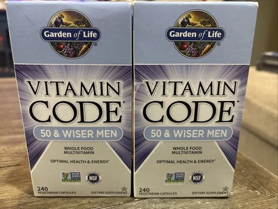 Pack de 2 multivitamínicos Garden of Life Vitamin Code 50 & Wiser Men, 240ct por botella Foto 1 de 4