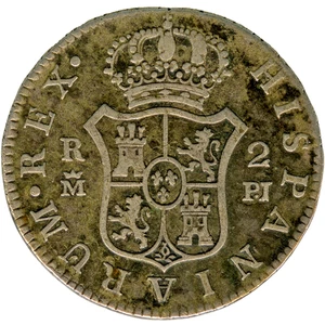 ☆ SPANISCHES SILBER • 2 ECHTE 1774 • MADRID PJ • CARLOS III ☆ SPANIEN HISPANIC ☆D0537 - Bild 1 von 4