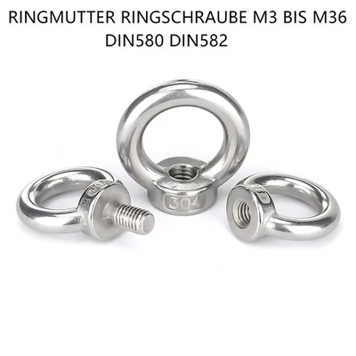 Ringmutter Ringschraube Edelstahl A2 Zurröse Augmutter DIN580 DIN582  M3 BIS M36 - Bild 1 von 4