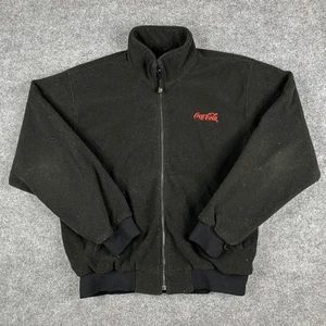 WearGuard Jacket Mens Large Black Fleece Coca-Cola Logo Zip Workwear Vintage - Picture 1 of 7
