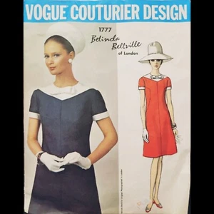 Abito vintage Vogue Couturier Design di Belinda Bellville #1777 taglia 10 TAGLIO - Foto 1 di 4