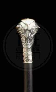 The joker Walking Stick Cane cast metal handle with wooden shaft for m - Picture 1 of 5