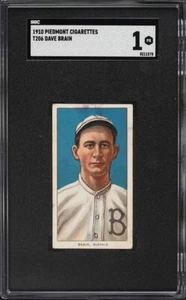 1909-11 T206 Piedmont Dave Brain SGC 1 PR - Imagen 1 de 2