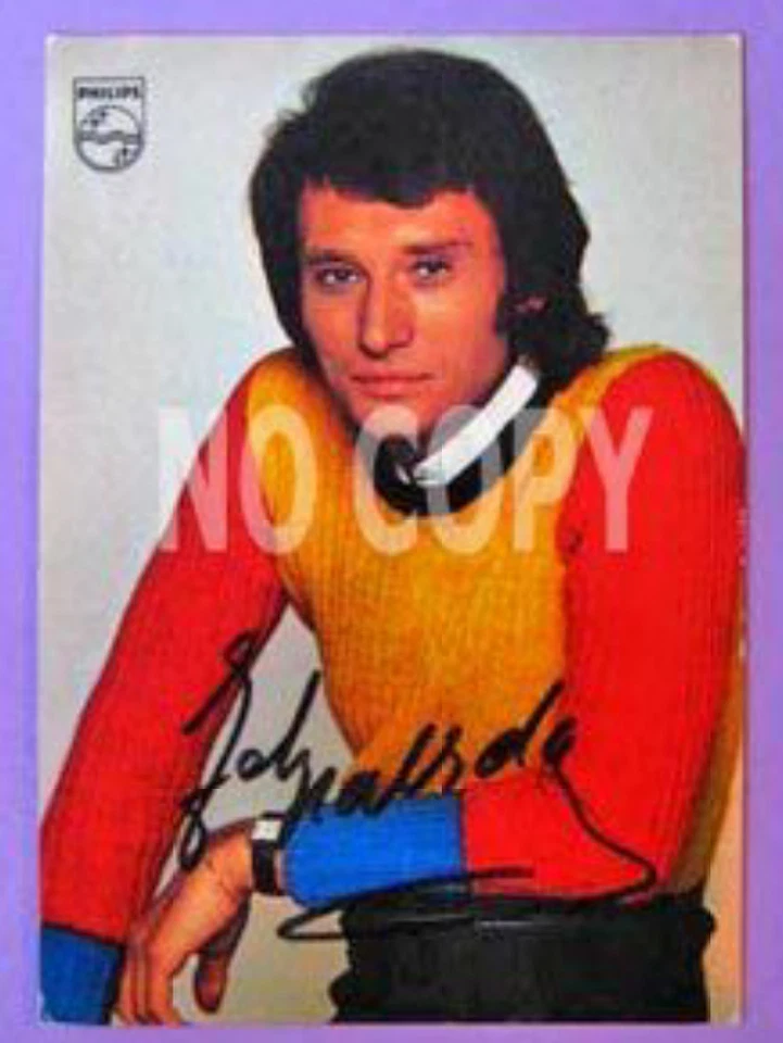 Autographe Johnny Hallyday Signature originale carte postale années 70 Rare - Photo 1/1
