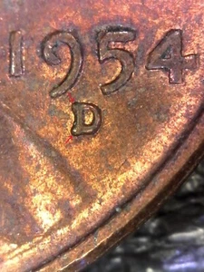 1954-D Lincoln Wheat Cent Penny Münze - Repunched Mintmark RPM - Inv#T195 - Bild 1 von 3