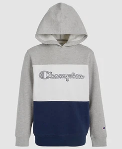 $65 Champion Kids Big Boys Gray Colorblocked Fleece Logo Pullover Hoodie Size M - Picture 1 of 1