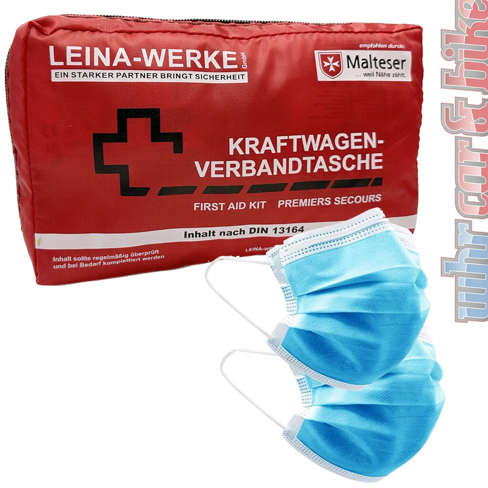 LEINA-WERKE Car First Aid Kit Red New Standard 2025 Leina Vehicle First Aid Kit 12/2029 DIN 13164