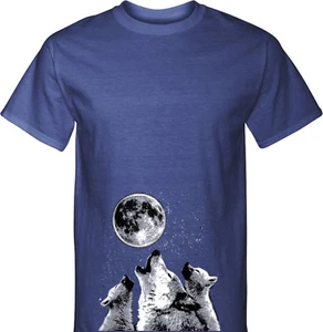 Wolves Tall T-shirt Howling at the Moon - Picture 1 of 6