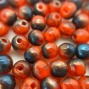 Cuentas redondas de vidrio checo pintadas rojas y azules vintage de los años 70 (4 mm) (RCG81) - Imagen 1 de 10