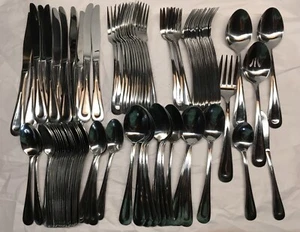 87pc Oneida Sand Dune Glossy Stainless China Flatware Set – Service for 11 - Picture 1 of 24