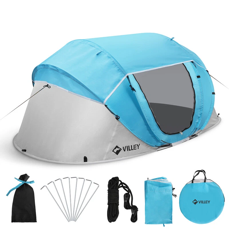 VILLEY 4 Persons Camping Beach Pop Up Tent Automatic Setup Tent Waterproof Tent - Image 1 of 4